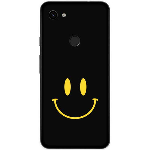 Black Happy Face Google Pixel 3a Skin
